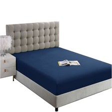 1 PCS Full Size Fitted Sheet Single Deep Pocket Up To 14 Inch Dark Blue