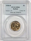 1938-D Buffalo Nickel 5c PCGS MS66 Beautifully Toned