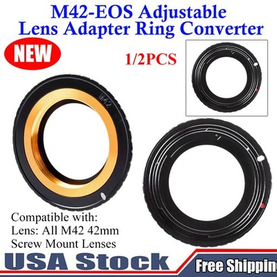 1/2PCS M42 To Canon EOS EF Adjustable Lens Adapter 5DS 5DS R 6D 6D II 7D 7D II