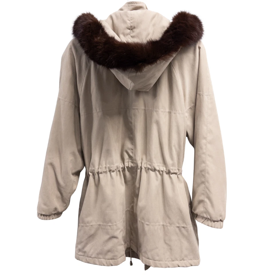 Parka con capucha grande Thermolite cintura ceñida parka de piel de zorro Colorado de colección de los años 80 Foto 2 de 4