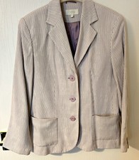 M&S Linen Mix Ladies Lilac Striped Lined Jacket Size 14