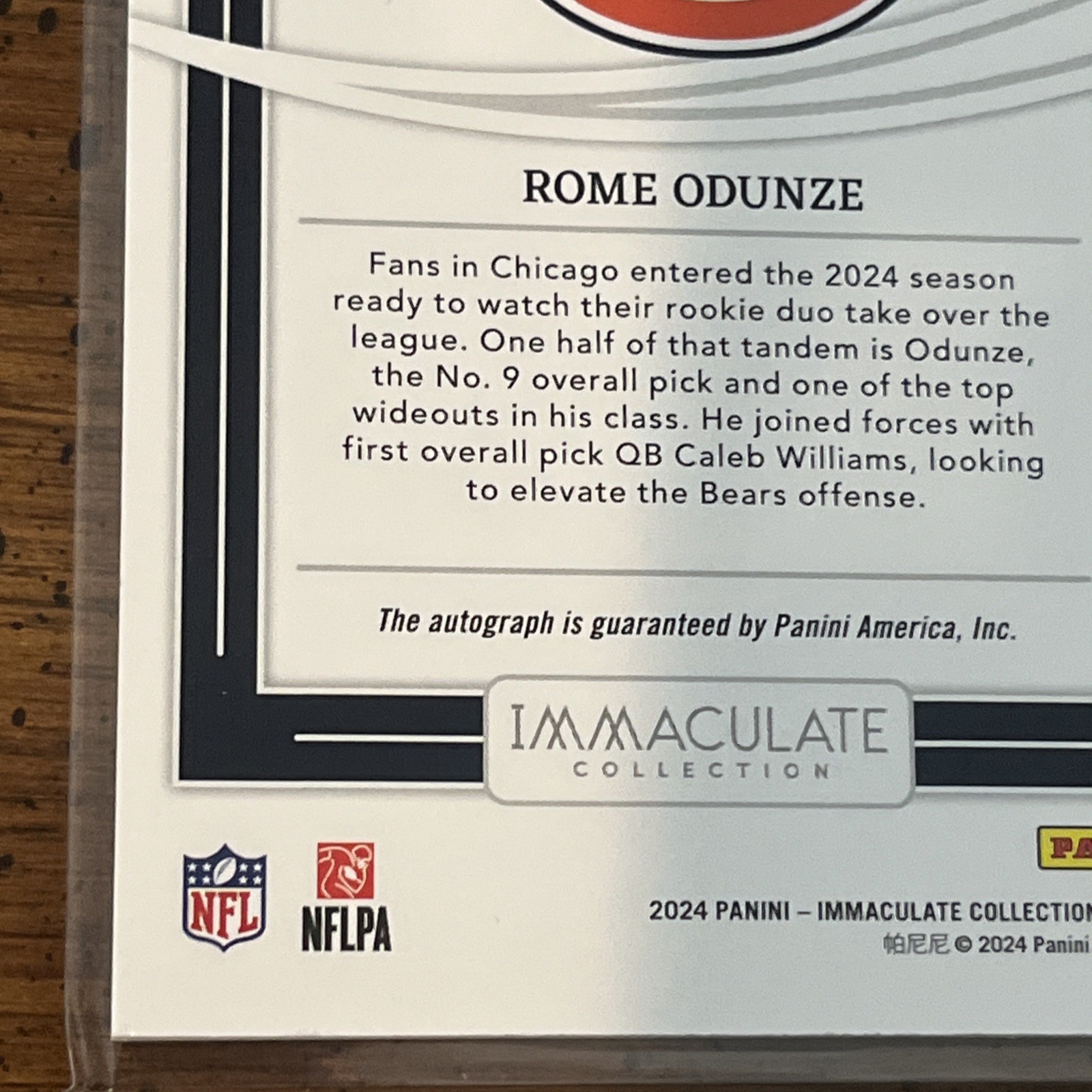 Panini 2024 Immaculate Rome Odunze Rookie Auto #IRSS-ROE /49 Bears NFL view 7