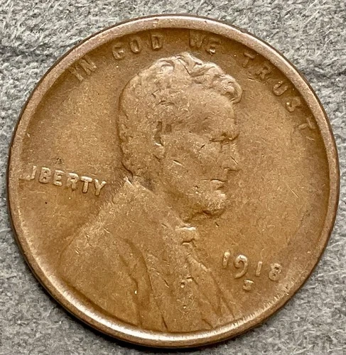 1918-S  ~ Lincoln Wheat Cent - [F] Fine - Better Grade ~ A466
