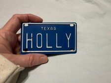 Vintage TOY Texas Mini Bike Bicycle Vanity Metal License Plate Holly