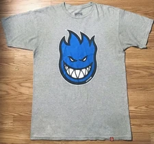Vintage 2000s Spitfire Wheels Skate T-shirt Heather Gray Big Head Logo Mens M