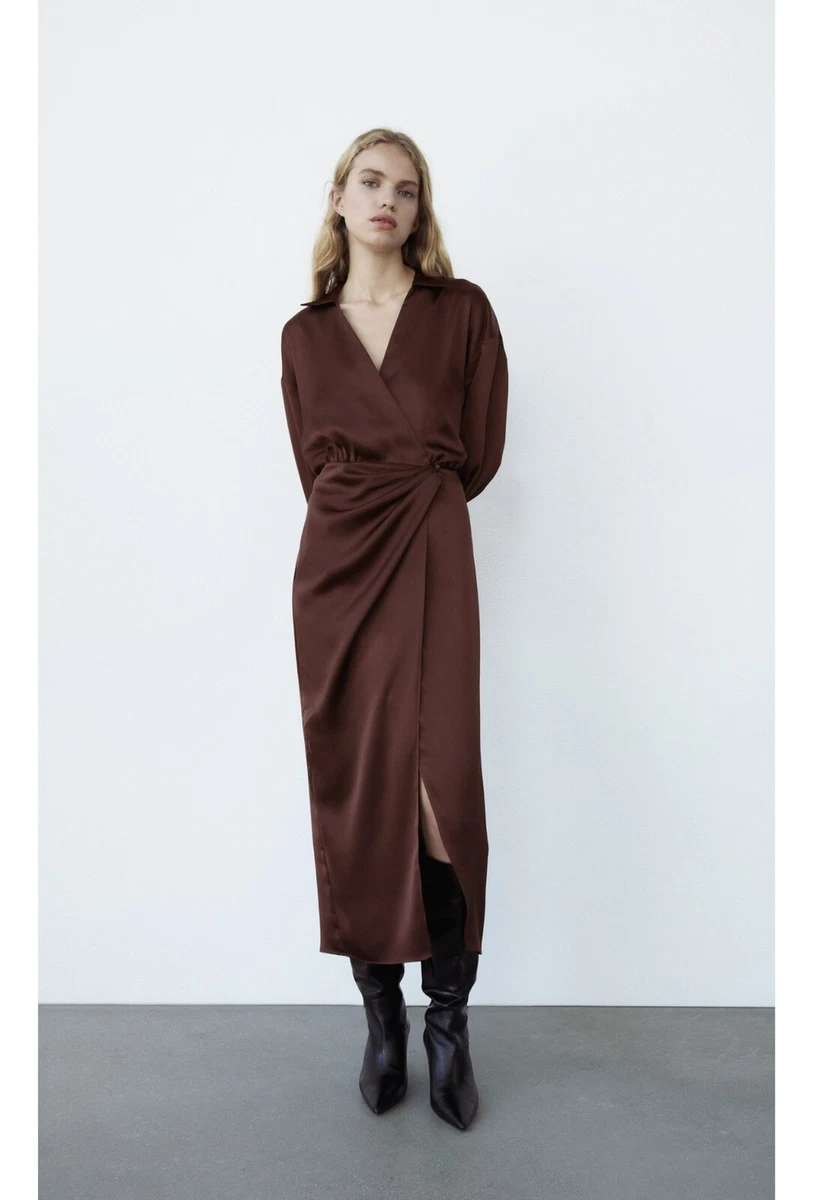 Zara ruched satin effect dress Clearance