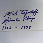 Mick Tingelhoff HOFer  Minnesota Vikings Signed 3x5 index Card