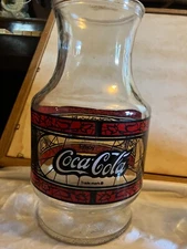 vintage glass pitcher with matching cups Coca-Cola whataburger Good Condition  