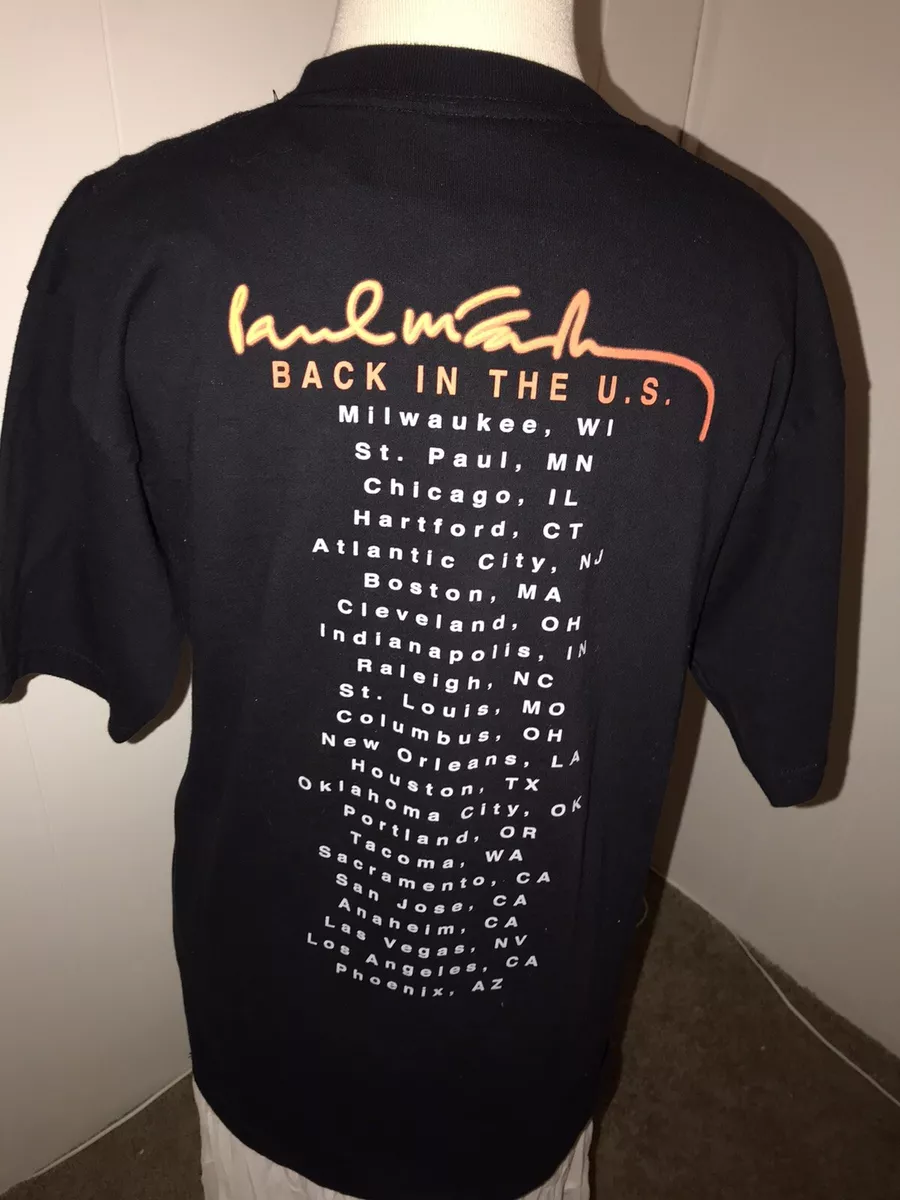 Paul McCartney 2002 Back in The U.S. Tour Concert T Shirt Black Medium