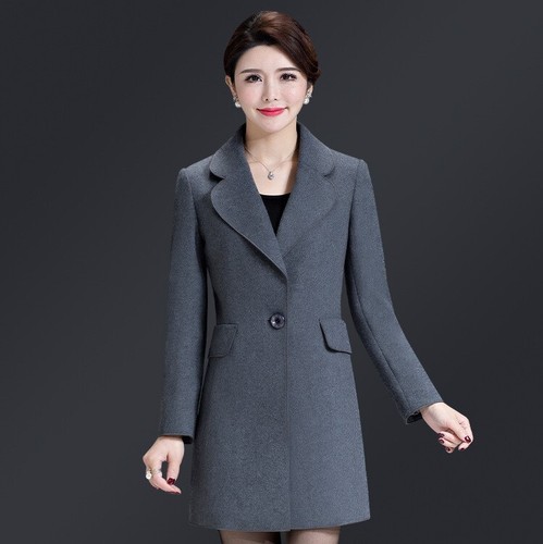 Women Wool Blend Jacket Coat Overcoat Mid Length Size 6-18 Small Medium Large XL - Picture 48 of 52