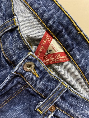 Lucky Brand Dungarees By Gene Montesano Button Fly Distressed Blue Jeans SZ 6/28 - Picture 5 of 8