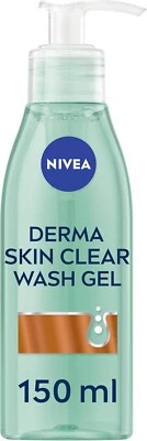 NIVEA Derma Skin Clear Wash Gel 150ml, Deep Cleansing Face Wash UK