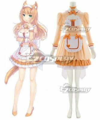 Nekopara Vol. 4 Maple Dress Maid Lolita Party Girls Orange Dress Cosplay Costume