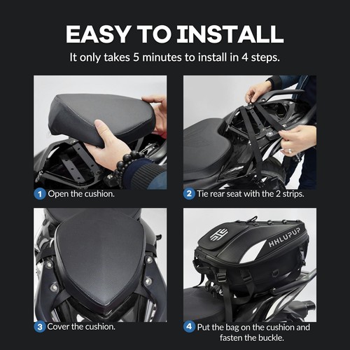 Motorcycle Tail Bag Seat Helmet - 38L Motorcycle Backpack Waterproof Luggage ... - Picture 7 of 7