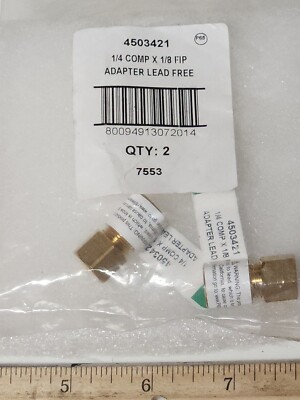 Brass Compression Adapter Union 1/4'' Tube OD x 1/8'' Fnpt JMF 4503421   2 Pack