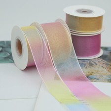 22m Gradient Color Gauze Ribbon Mesh Trim Webbing Edge Gift Wrap Bow Materials