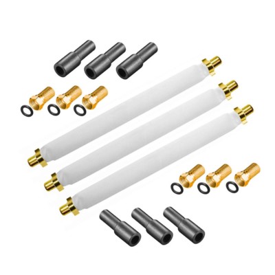3x Sat Fensterdurchführung Flachkabel HD vergoldet 20cm 6x F Stecker Gummitülle
