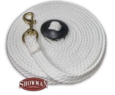 LUNGE LINE 25' x 1/2" Flat Braided Cotton Rope Solid Brass Snap Rubber Stopper