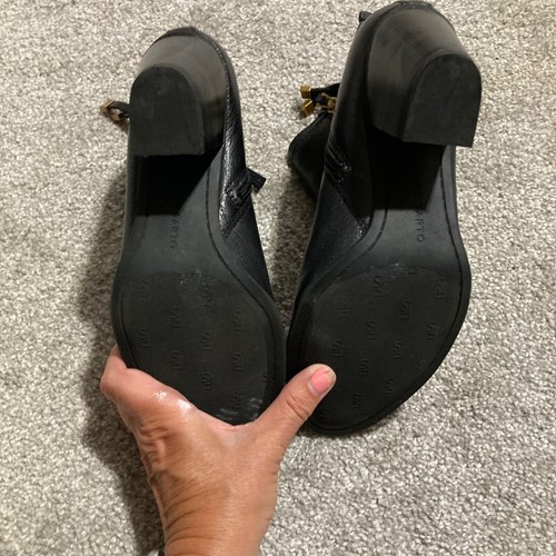 Franco Sarto Diana Womens Black Leather Gold Zip Ankle Boots Size 7.5 - Picture 4 of 18