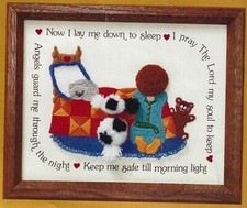 Creative Circle Crewel Embroidery Kit Sleepy Time Prayer 8"x10" Boy nursery