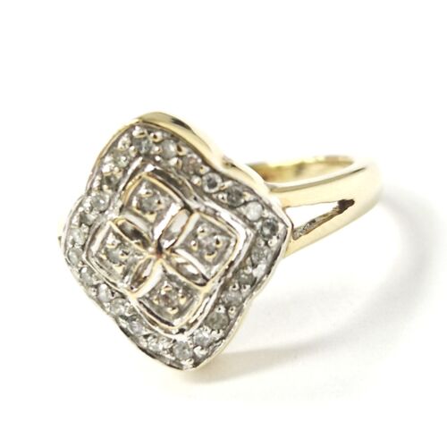 9ct Gold Diamond Ring Size J Ladies Cluster Style 0.25ct approx Yellow 3g - Picture 3 of 16