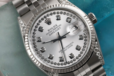 Rolex Datejust 36 mm Silver Dial Stainless Steel Diamond Watch Jubilee Band