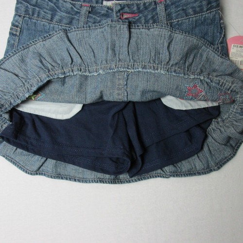 Girls Circo Adjustable Waist Jean Ruffle Skirt / Skort Embroidered Size L -Girls - Picture 7 of 11