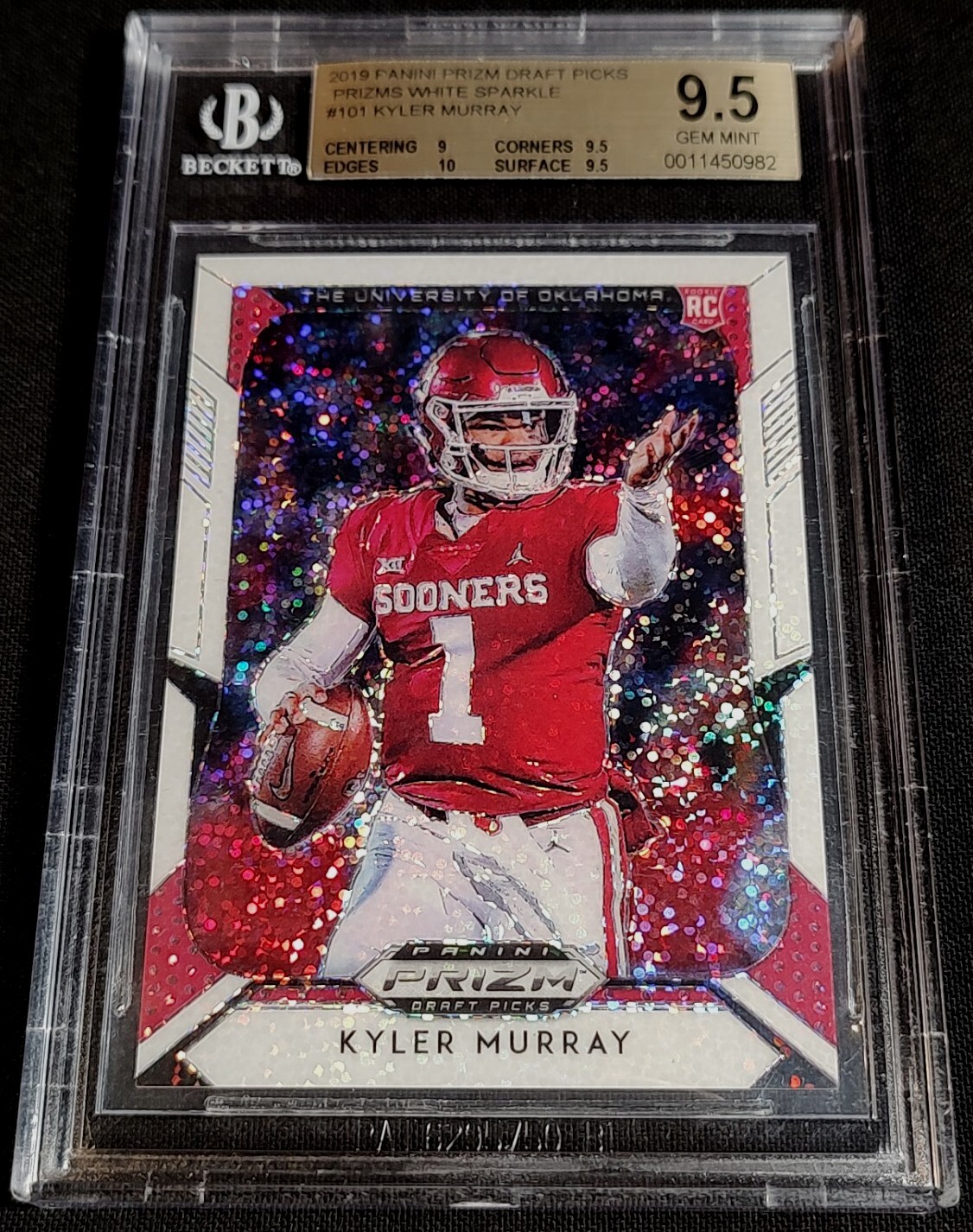 BGS 9.5 SSP RC /15 KYLER MURRAY WHITE SPARKLE PRIZM ⚡TRUE ROOKIE #101 2019 Prizm