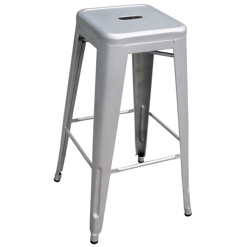 AmeriHome BS0303PK Loft Silver Metal Bar Stool - 3 Piece - Image 4 of 4