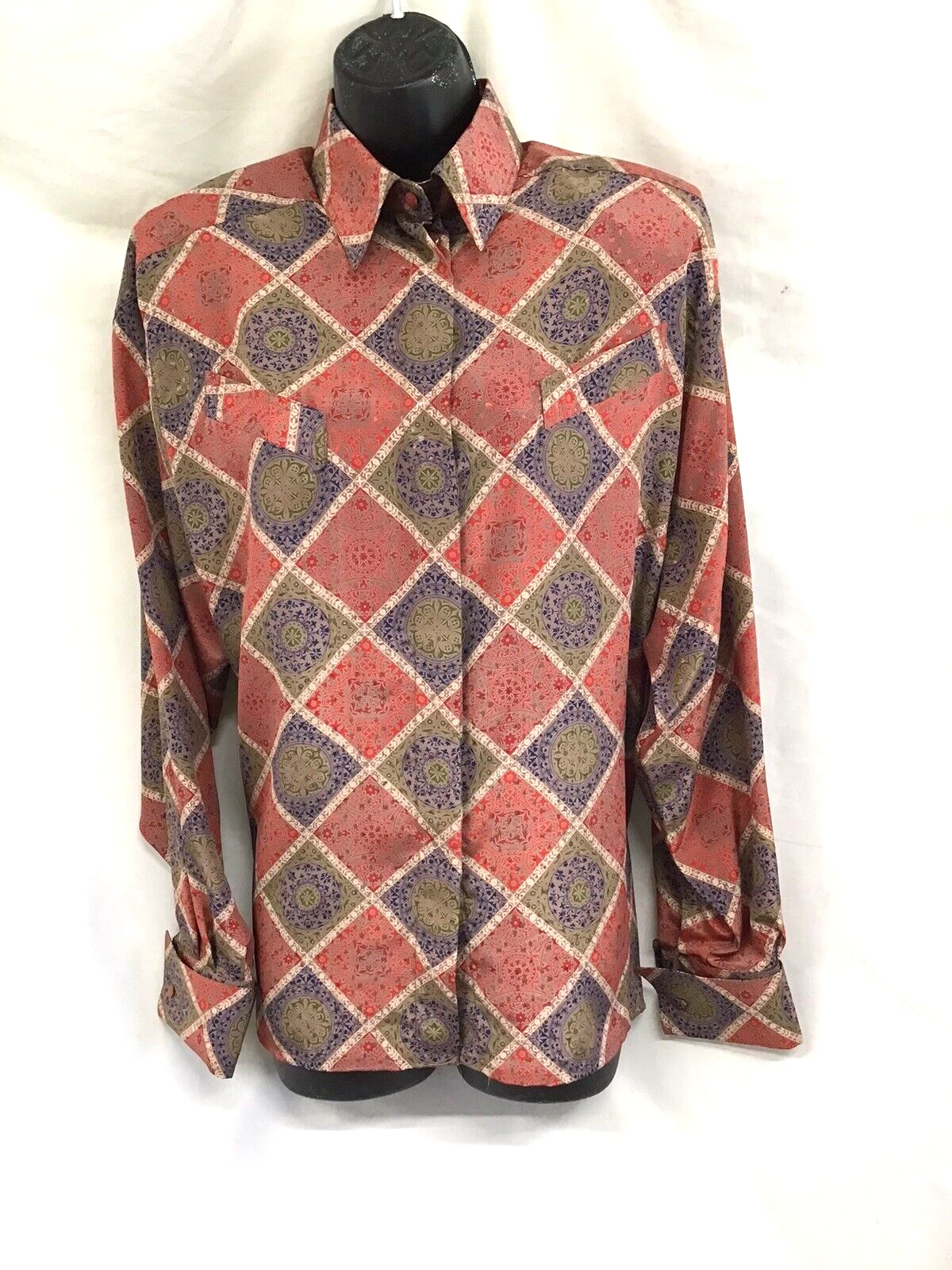 Colorful Artistic Jac Dale Shirt Blouse 1980s Size 8/38