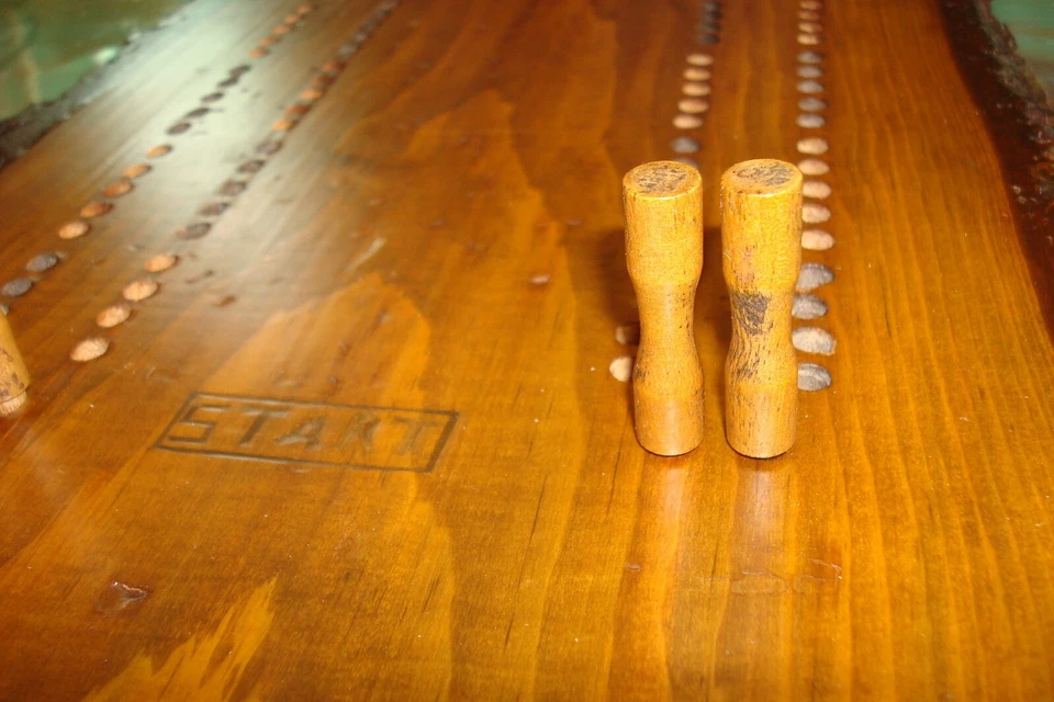 Live Edge Cribbage Board, Two Track, Knotty Pine, 33" Long - Image 3 of 4