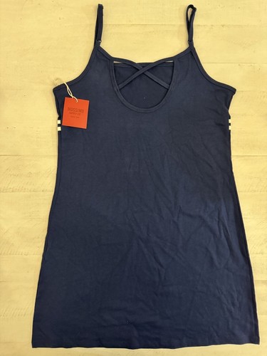 MOSSIMO WOMEN'S KNIT HALTER SLEEVELESS STRIPED DRESS MEDIUM NAVY NWT!!! - Picture 7 of 9