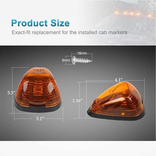 Kit de 5 luces LED ámbar para techo de cabina para Ford F250 F350 F450 Super Duty 99-18 - Imagen 7 de 10
