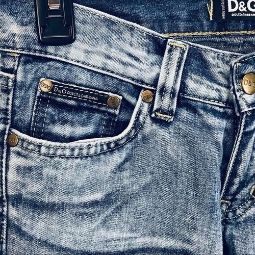 NWT D&G Dolce & Gabbana Womens Bootcut Blue Jeans Size 26 Cotton Denim Dipped - Picture 3 of 12