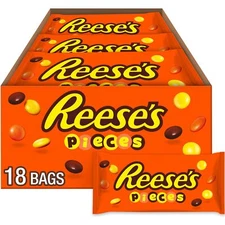 REESE'S PIECES Peanut Butter Candy 1.53 Ounce Pack of 18 Crunchy Shell Treats