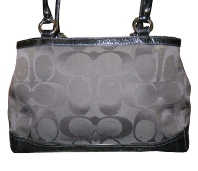 バッグ coach One Shoulder Signature BLACK bag Coach 2014 Black Signature C Logo Canvas & Patent Leather Carryall