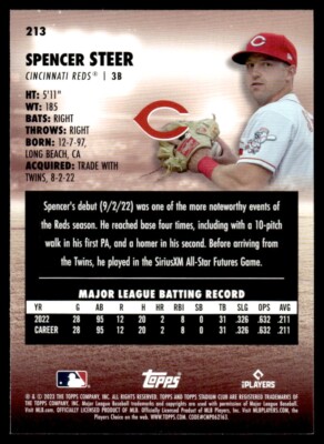 【S♡】 2023 Topps Stadium Club Spencer Steer Rookie Cincinnati Reds