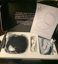 Glo Tech LED Compact Mirror 1X & 10X MAG 3 Light Color Settings Black 4X4