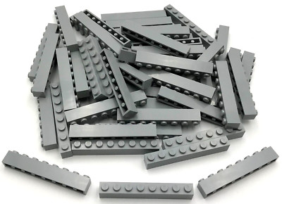 Lego 50 New Light Bluish Gray Bricks 1 x 8 Stud Building Blocks Pieces