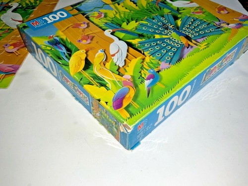 Complete ! Paper Capers 100 Piece Puzzle 3-D Look Fly Peacock Bird Toucan Parrot - Picture 6 of 11
