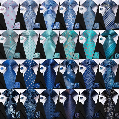 Blue Mens Ties Geometric Royal Blue Neck Tie Set 100 Silk Navy Blue