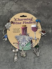CHARMING WINE FINDERS-SET OF 7, 6 GLASS MARKERS & BOTTLE MARKER, NEW Made In USA