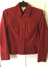 NWOT Talbots Soft Stretch Red Blazer Jacket 14 fitted Flair waist Button Pockets