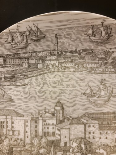Vintage Piero Fornasetti Milano Italy Genova (Geno) Plate For Alitalia 10" - Picture 8 of 11