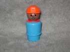 Vintage Fisher-Price Little People Figure Construction Worker Blue AA P2407A.5