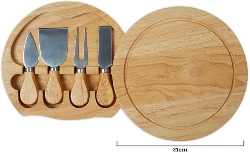 Juego de tabla y cuchillos para queso - Tabla de servir y cortar de madera Hevea fácil de limpiar - Imagen 5 de 10