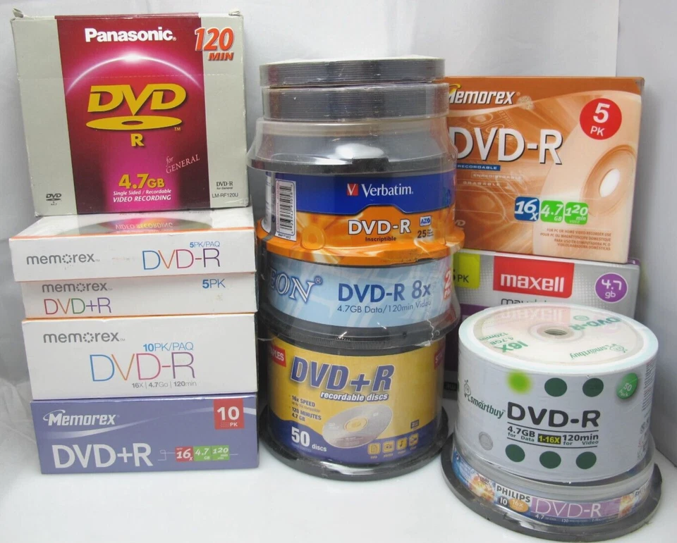 大量 批量 272 张 DVD-R 可录制 可写空白光盘 120 16X 混合品牌 — 第 3/4 张图片