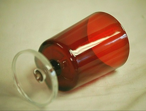 Cavalier Ruby Cristal D'Arques Durand Water Goblet Red Bowl Clear Stem France - Picture 2 of 3