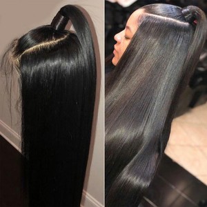 Silky-Straight-Black-Wig-Pre-Plucked-Real-Indian-Human-Hair-Full-Lace-Front-Wigs
