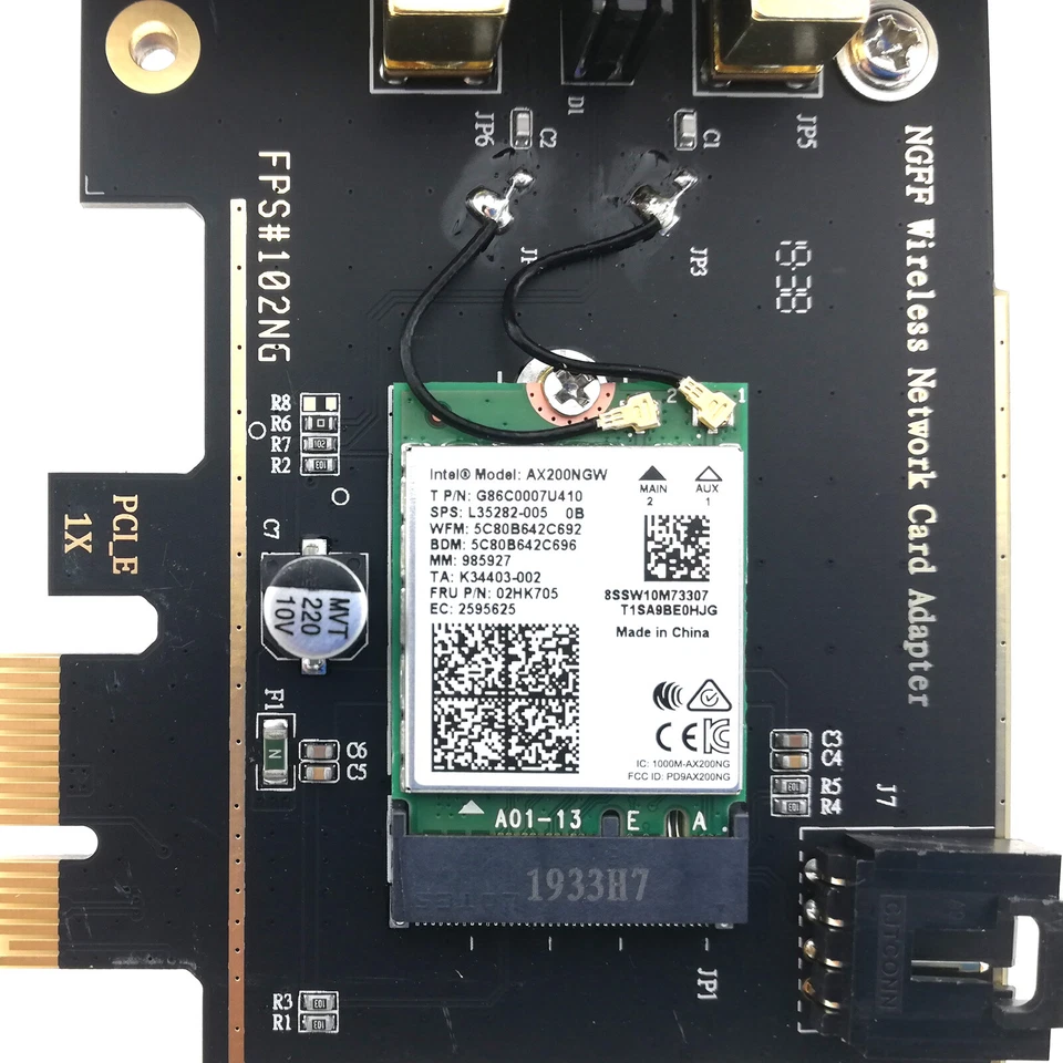 AX200 Desktop PCIe Wireless Adapter Dual Band 2400Mbps WiFi6 Bluetooth 5 Network - Image 2 of 4